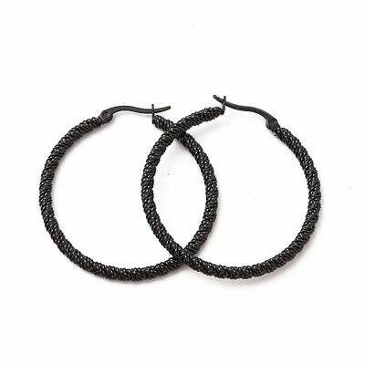 304 Stainless Steel Twist Rope Hoop Earrings for Women