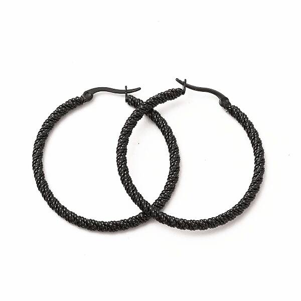 304 Stainless Steel Twist Rope Hoop Earrings for Women