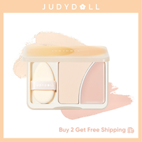 Judydoll Dual-Color Highlighter Palette For A Fair Complexion, Anti-Smudge & Brightening, 2 In 1 Powder And Cream, Makeup, Pe...