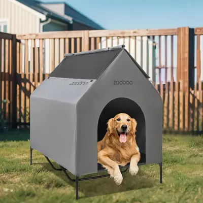 Zooba 2 in 1 Dog House, Dog Houses for Large Dogs Outside, Dog House Outdoor, Featuring Breathable 2x1 Textilene Elevated Dog...