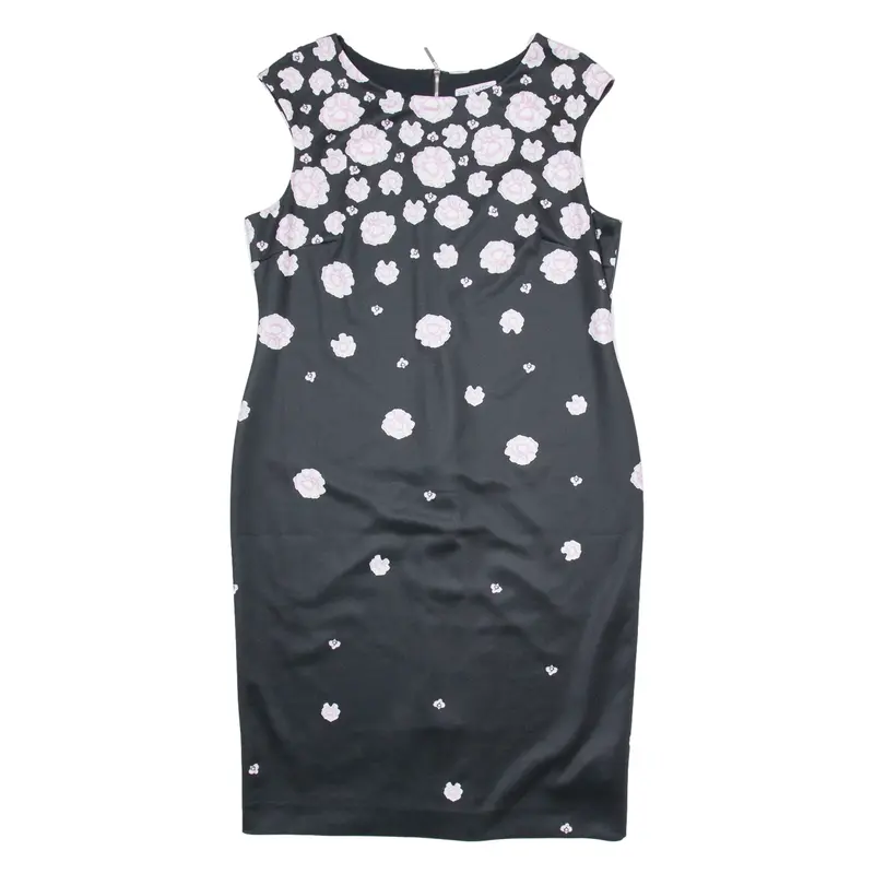 GINA BACCONI Womens Pencil Dress Black Floral Sleeveless Knee Length UK 18