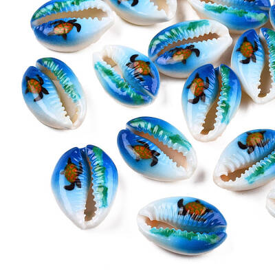 Printed Cowrie Shell Beads