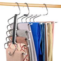 2 Pack Pants Hangers Space Saving Clothes Hanging 5 Layers, Non Slip Clothes Hangers for Closet Organizers and Storage Home O...