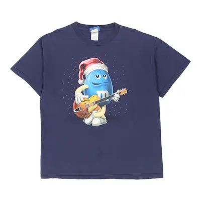 M&Ms Christmas T-Shirt - Large Blue Cotton