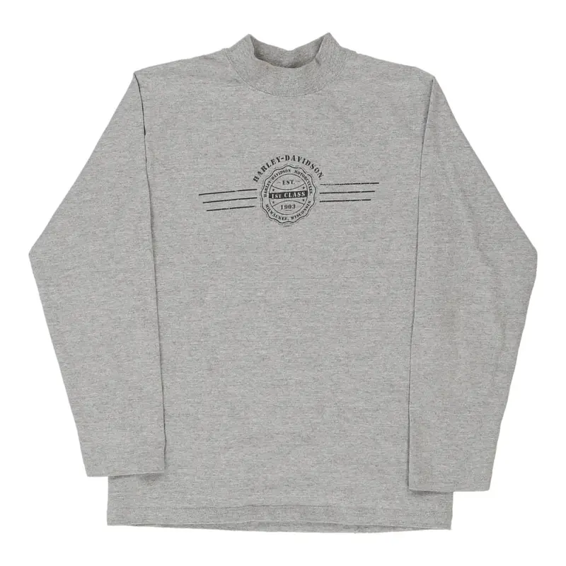 Age 14 Orlando, Florida Harley Davidson Long Sleeve T-Shirt - Small Grey Cotton