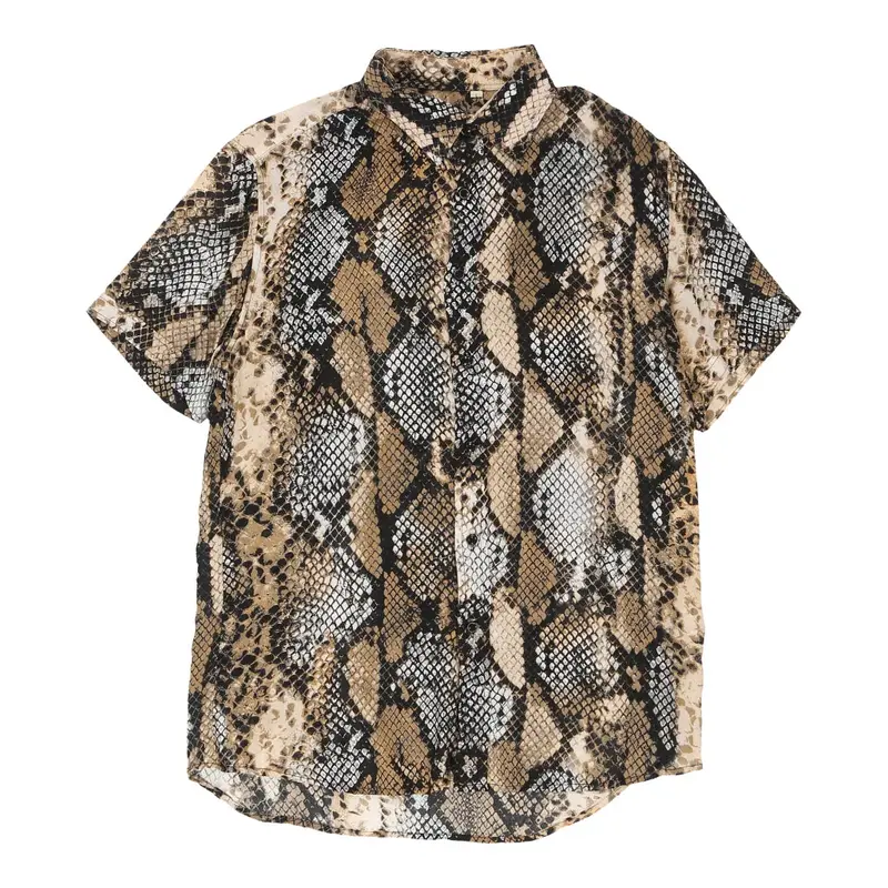 Vintage Red Jack Patterned Shirt - Large Brown Polyester