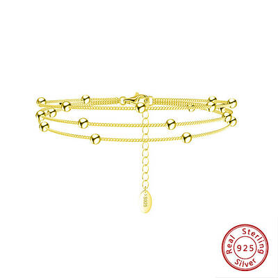 925 Sterling Silver Satellite Chains Triple-Layer Multi-strand Bracelet
