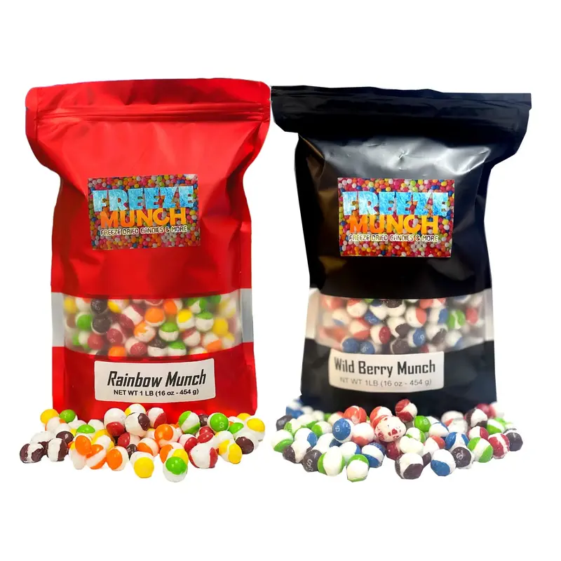Best Value Bundle - 2 Pounds Freeze Dried Candy Skittlezz (Original Rainbow Munch & Wild Berry Munch) Original S Candy