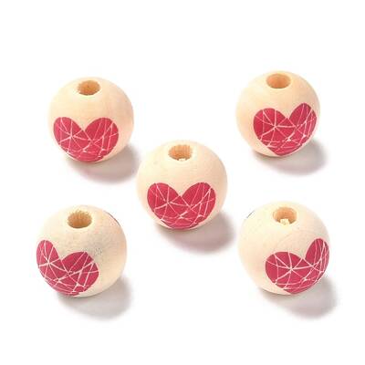 Printed Wood European Beads