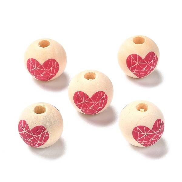 Printed Wood European Beads