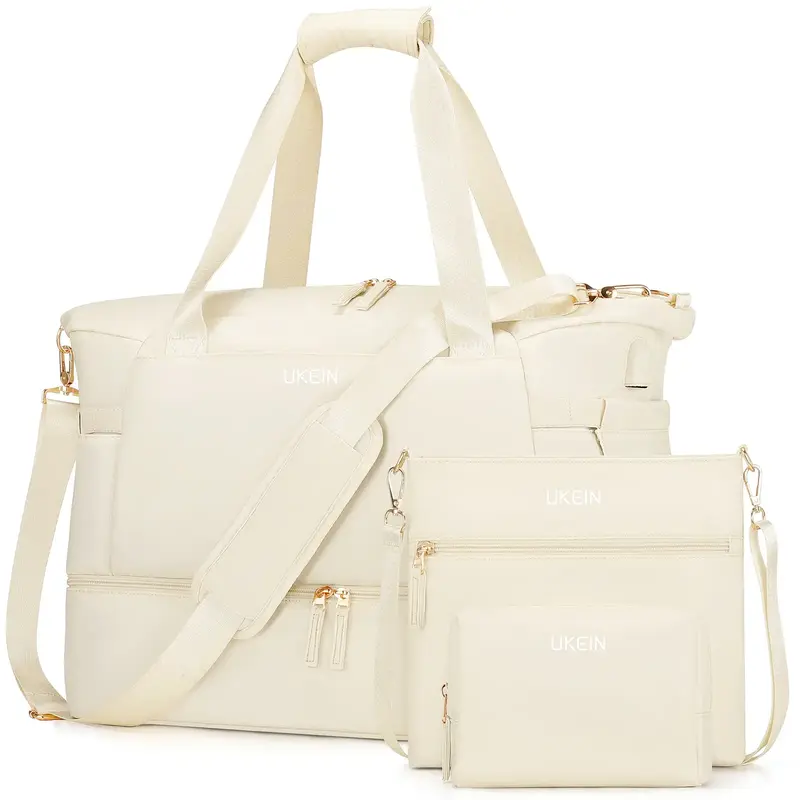 Travel Duffel Bag for Women, Gym  Bag for Women with USB Charging Port, Weekender Bag for Women with Shoe Compartment, Carry ...