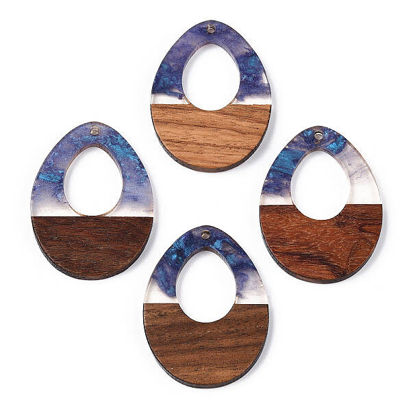 Transparent Resin & Walnut Wood Pendants