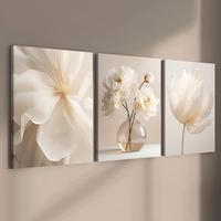 Flower Pattern Canvas Painting, 3 Counts Wooden Framed Canvas Painting, Modern Minimalist Design Wall Decor for Home Living R...