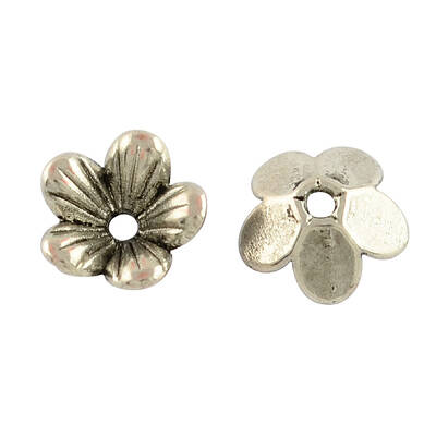 Tibetan Style Flower Alloy Bead Caps