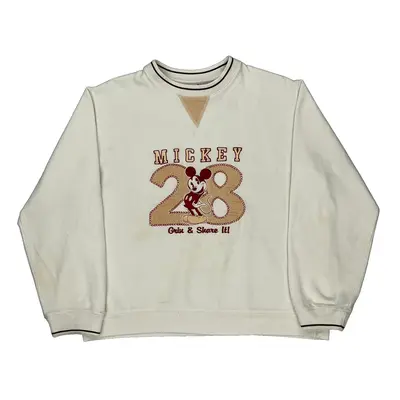 Mickey Mouse Disney Graphic Sweatshirt - Medium Cream Cotton Blend