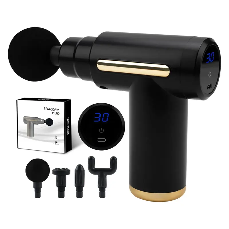 Portable Handheld Massager, 1 Box 6-speed Power Adjustable High-capacity Battery Muscle Massager with 4 Counts Massage Head, ...