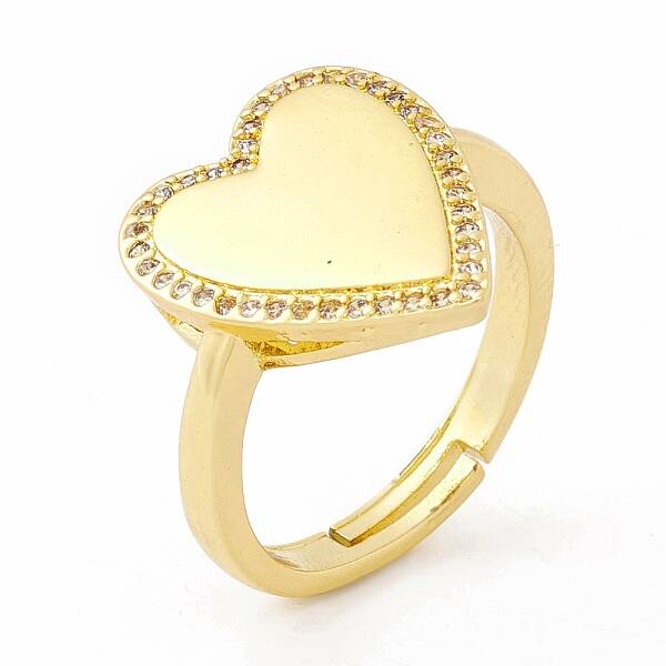 Clear Cubic Zirconia Heart Adjustable Ring