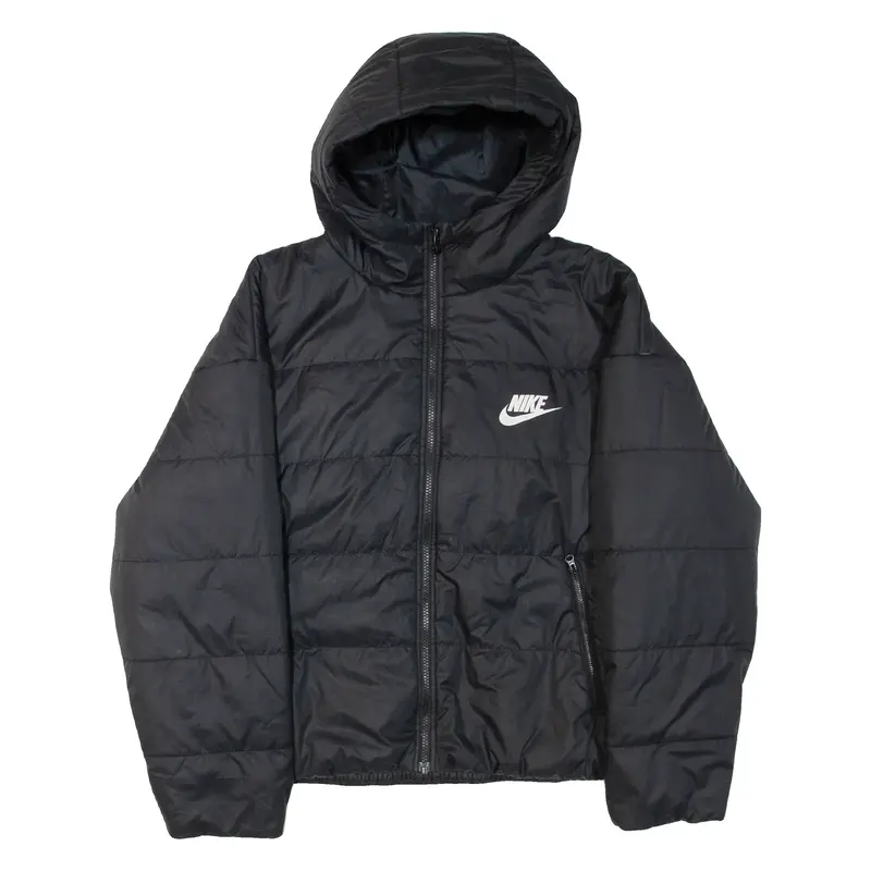 NIKE Womens Jacket Black Hooded L