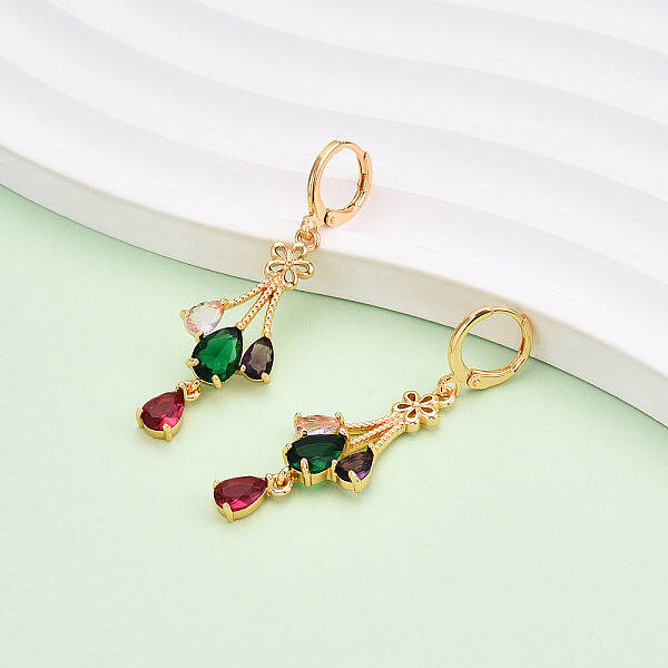 Brass Micro Pave Cubic Zirconia Leverback Earrings