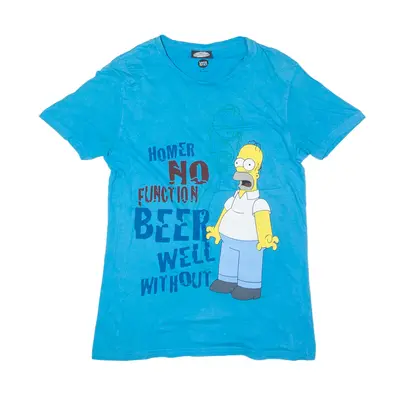 YES OR NO The Simpsons Homer No Function Well Without Beer T-Shirt Blue Short Sleeve Mens S