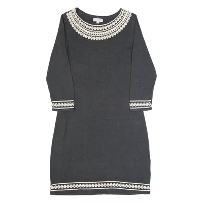 MONSOON Womens Jumper Dress Grey Long Sleeve Midi S
