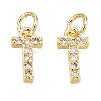 Brass Micro Pave Clear Cubic Zirconia Charms