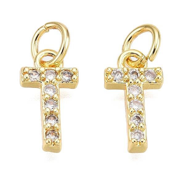 Brass Micro Pave Clear Cubic Zirconia Charms