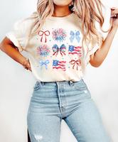 USA Bow T-Shirt, Coquette America Bow Shirt for July 4th, Memorial Day, USA T-Shirt, Patriotic Bow, Election T-Shirt, Patriot...