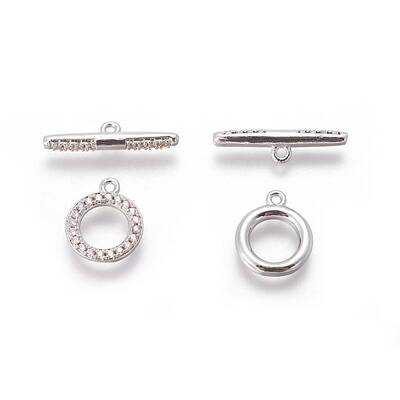 Brass Micro Pave Cubic Zirconia Toggle Clasps
