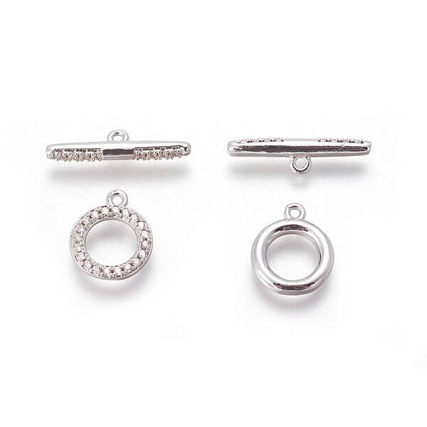 Brass Micro Pave Cubic Zirconia Toggle Clasps