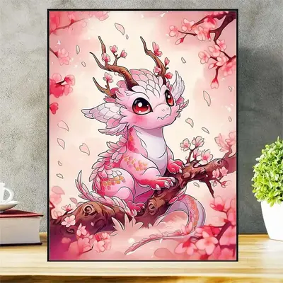 Cartoon Dragon Pattern Diy Artificial Diamond Art Colorful Painting Without Frame, Diy Decorative Art Picture for Beginner, D...