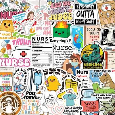 120Pcs Funny Nurse Stickers - Hilarious Medical Decals for Laptops Water Bottles Planners & Gifts for Healthcare Workers - Wa...