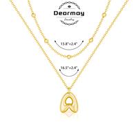 2 Pack Initial Bubble Letter Pendant Necklaces for Women , Personalized Gold A-Z Alphabet Fashion Jewelry for Parties & Birth...