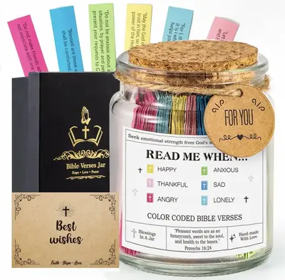 2025 Inspirational Bible Verses：The Hope Jar Bible Verses,Read Me When Bible Verses Jar for Emotions and Feelings, for Mom,...