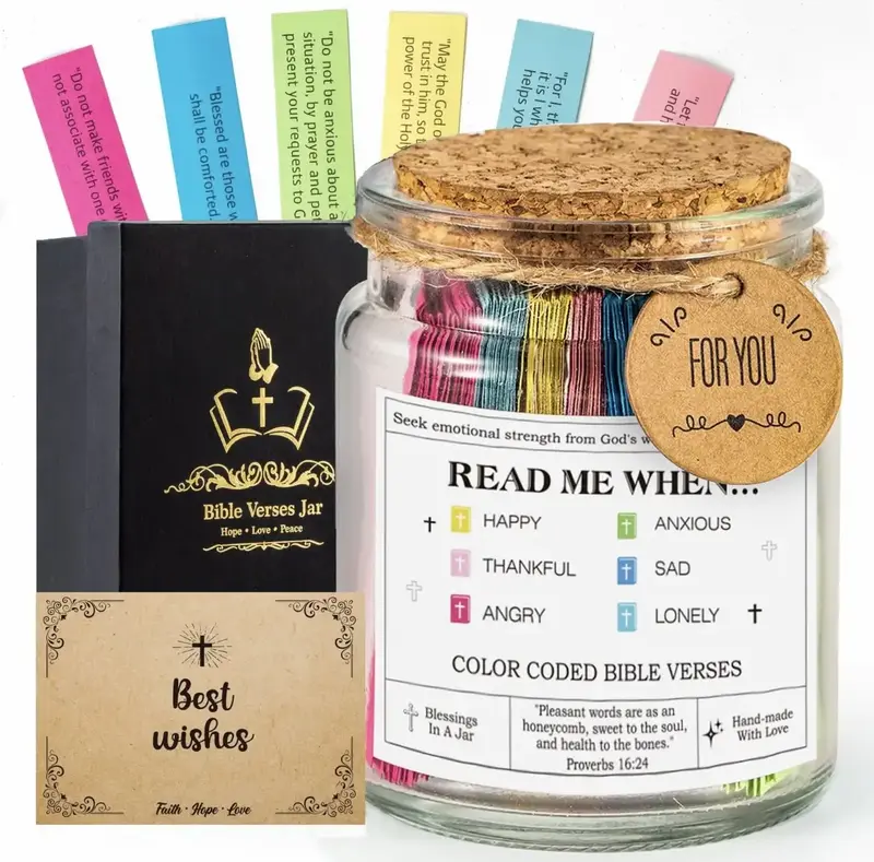 2025 Inspirational Bible Verses：The Hope Jar Bible Verses,Read Me When Bible Verses Jar for Emotions and Feelings, for Mom,...