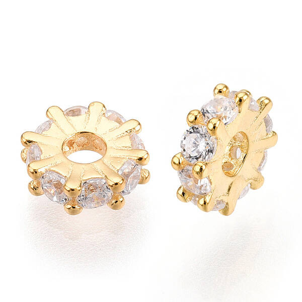 925 Sterling Silver Micro Pave Clear Cubic Zirconia Spacer Beads