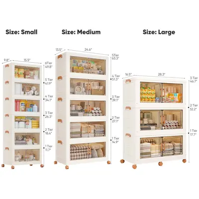【Clearance】Raybee Furniture Stackable Plastic Storage Bins with Lid & Wheels, Collapsible Storage Boxs, Closet Organizers...