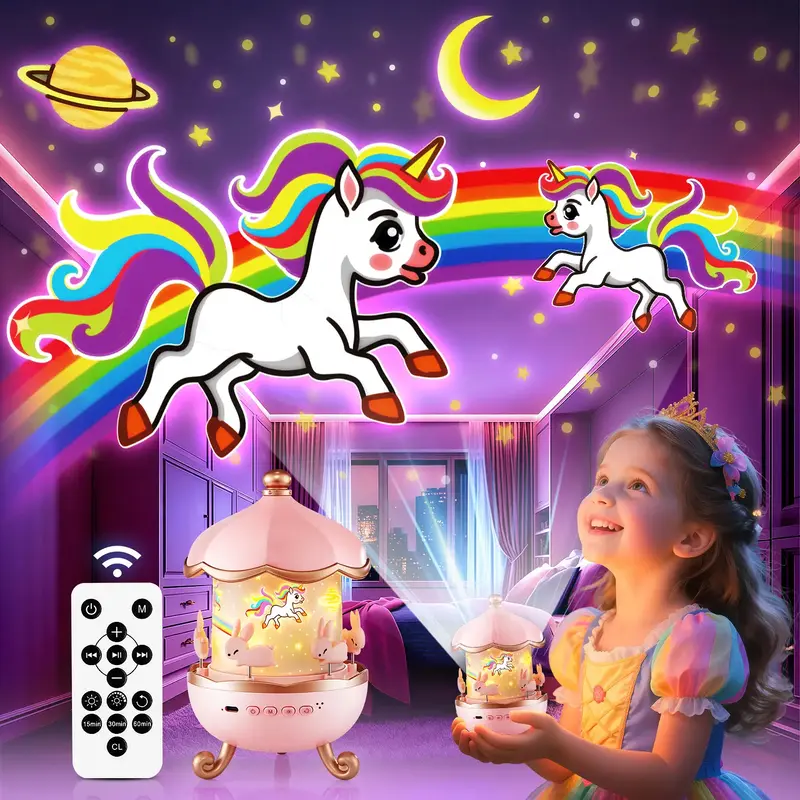 Onefire Kids Gift Kids Night Light，with 15 Films+15 White Noises，Remote Control，Baby Night Light Projector，Perfect Gi...