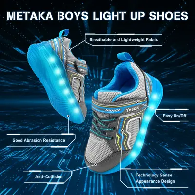 Toddler Boys Girls Light Up Sneakers Halloween LED Flashing Breathable Mesh Adorable Running Shoes for Little Kids Christmas ...