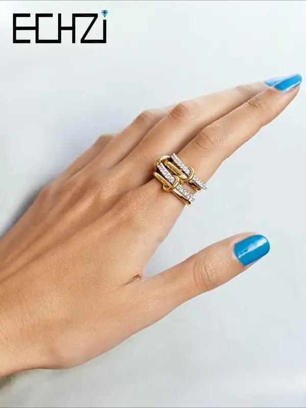 Chain Design Ring, Mother's Day Gift, Fashion Accessories for Women & Girls, Trendy All-match & Exquisite Jewelry for Birthda...