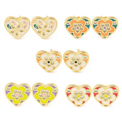 Heart Real 18K Gold Plated Brass Stud Earrings