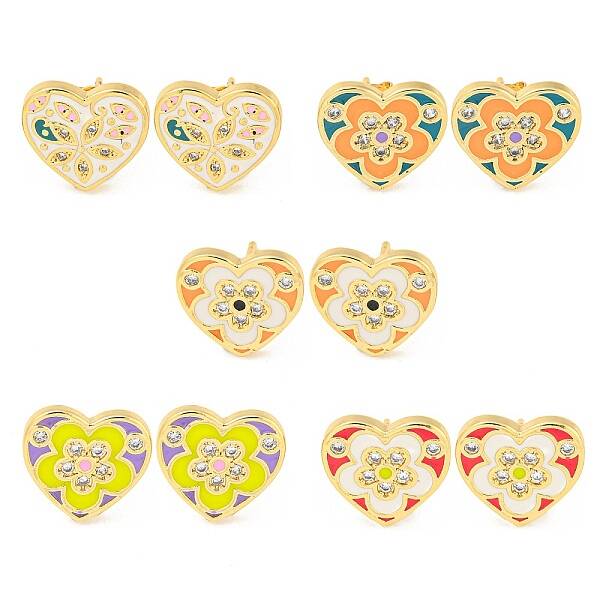 Heart Real 18K Gold Plated Brass Stud Earrings