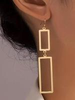 1 Pair Fashionable Geometric Design Hollow out Dangle Earrings, Casual Trendy Jewelry for Women, Alloy Matching Accessories f...