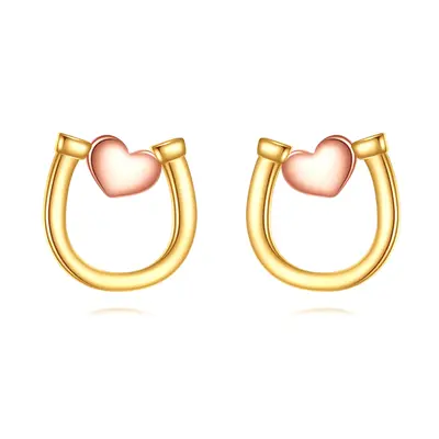 14K Gold Horseshoe Stud Earrings