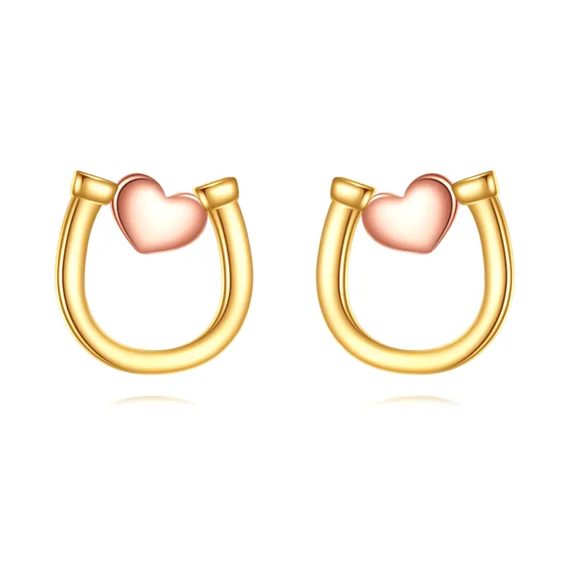14K Gold Horseshoe Stud Earrings