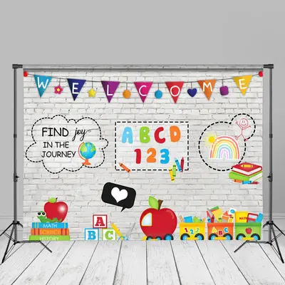 Apple Book Welcome Back To School Journey Backdrop - Aperturee