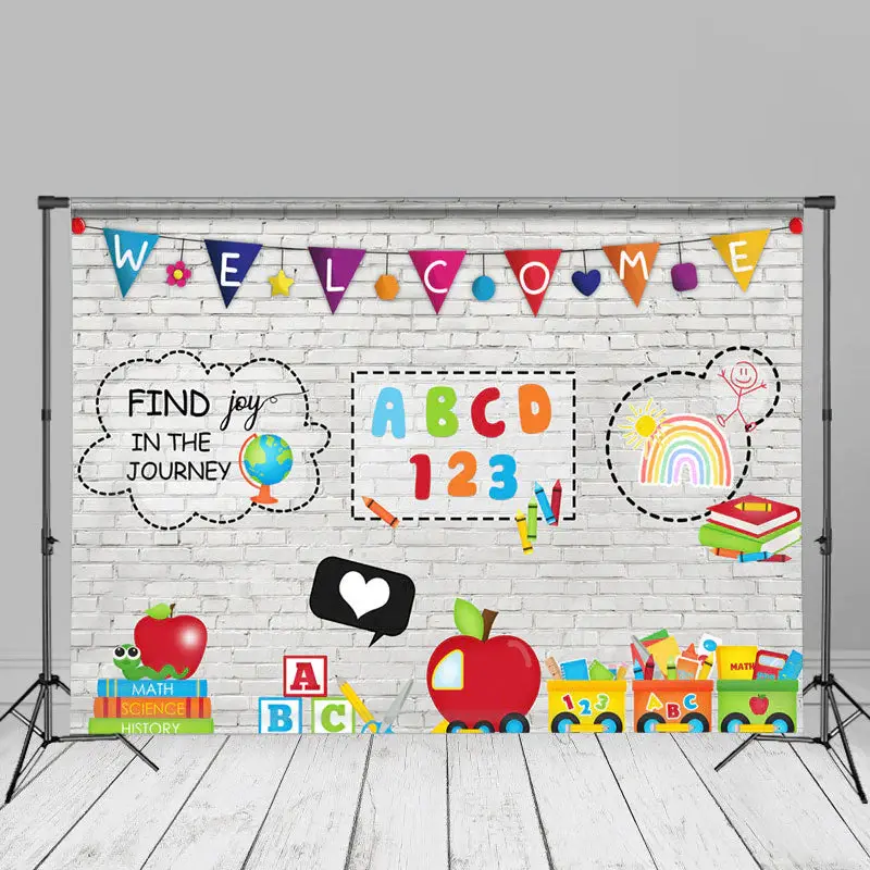 Apple Book Welcome Back To School Journey Backdrop - Aperturee
