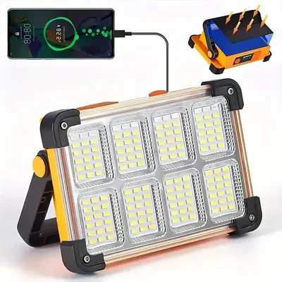 Portable LED Light, USB & Solar Charging LED Light with 4 Adjustable Brightness Levels, Outdoor Lighting for Camping, Emergen...