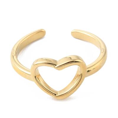 304 Stainless Steel Hollow Heart Open Cuff Rings for Valentine's Day