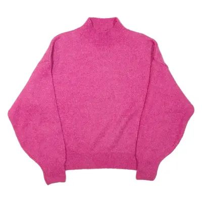 DIESEL Womens Jumper Pink High Neck Tight Knit M